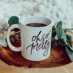 White & Black Hand-Lettered 'Oh So Pretty' Mug